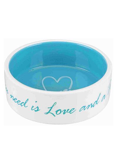 Trixie Πιάτο γάτας/ σκύλου Κεραμικό Pet's Home  Trixie 0.3L/ 12 cm Κρεμ/ Θαλασσί