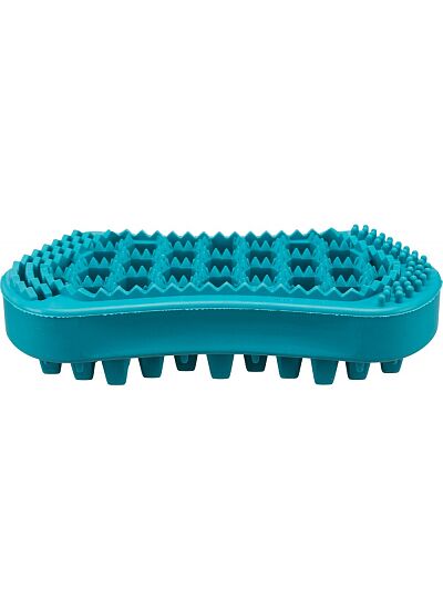 Trixie Βούρτσα Σκύλου μασάζ φυσικό λάστιχο με διπλή όψη χρήσης 6x12 cm turquoise  (αραιά δόντια)