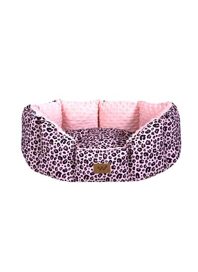 Woofmoda Καναπές Κρεβάτι Οβάλ για Σκύλους & Γάτες Ροζ Λεοπάρ